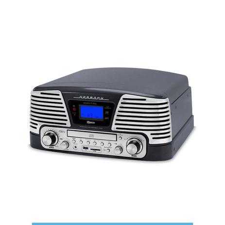Vitrola Toca Discos Raveo Harmony Titanium com Rádio CD e USB Menor preço em Vitrola Toca Discos Raveo Harmony Titanium com Rádio CD e USB