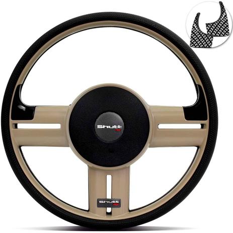 Volante Esportivo Bege Aplique Preto Fibra Carbono Sem Cubo Universal Shutt Rallye Slim RS Menor preço em Volante Esportivo Bege Aplique Preto Fibra Carbono Sem Cubo Universal Shutt Rallye Slim RS
