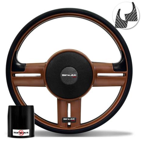 Volante Esportivo Jeep Willys Rallye Slim Marrom Whisky Aplique Carbon Cubo Shutt GTR Menor preço em Volante Esportivo Jeep Willys Rallye Slim Marrom Whisky Aplique Carbon Cubo Shutt GTR
