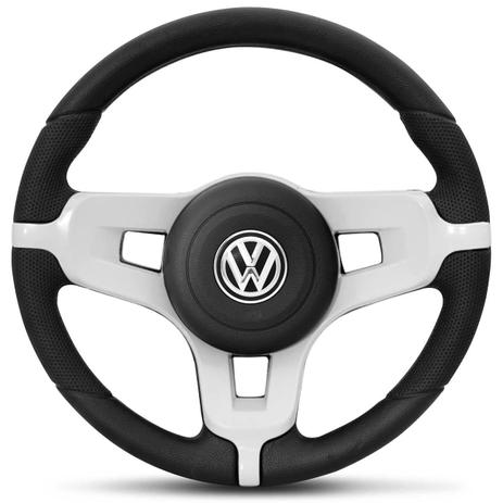 Volante Esportivo Jetta Alemão Preto com Branco com Acionador de Buzina Gol Celta Astra Saveiro Onix - Cvd Menor preço em Volante Esportivo Jetta Alemão Preto com Branco com Acionador de Buzina Gol Celta Astra Saveiro Onix - Cvd