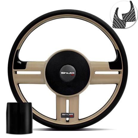 Volante Esportivo Opala Caravan Rallye Slim Bege Aplique Fibra Carbono com Cubo Shutt RS Menor preço em Volante Esportivo Opala Caravan Rallye Slim Bege Aplique Fibra Carbono com Cubo Shutt RS