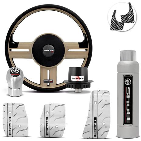 Volante Esportivo Shutt Bege Fiesta Focus Ecosport 76 a 14 + Pedaleira Manopla Freio mão Prata Menor preço em Volante Esportivo Shutt Bege Fiesta Focus Ecosport 76 a 14 + Pedaleira Manopla Freio mão Prata