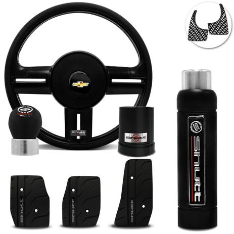 Volante Esportivo Shutt Black Chevette Chevy 73 a 95 + Pedaleira Manopla cambio Freio Mão Preta Menor preço em Volante Esportivo Shutt Black Chevette Chevy 73 a 95 + Pedaleira Manopla cambio Freio Mão Preta