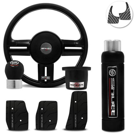 Volante Esportivo Shutt Black Jeep Willys 1957 a 1983 + Pedaleira Manopla cambio Freio Mão Preta Menor preço em Volante Esportivo Shutt Black Jeep Willys 1957 a 1983 + Pedaleira Manopla cambio Freio Mão Preta