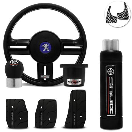 Volante Esportivo Shutt Black Peugeot 206 306 207 04 a 12 + Pedaleira Manopla cambio Freio Mão Preta Menor preço em Volante Esportivo Shutt Black Peugeot 206 306 207 04 a 12 + Pedaleira Manopla cambio Freio Mão Preta