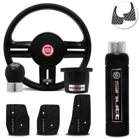 Volante Esportivo Shutt Black Uno Tempra Fiorino 91 a 01 + Pedaleira Manopla cambio Freio Mão Preta Menor preço em Volante Esportivo Shutt Black Uno Tempra Fiorino 91 a 01 + Pedaleira Manopla cambio Freio Mão Preta