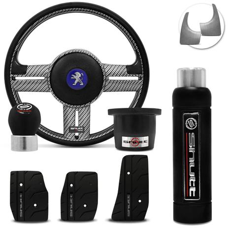 Volante Esportivo Shutt Carbon Peugeot 206 207 04 a 12 + Pedaleira Manopla Cambio Freio Mão Preta Menor preço em Volante Esportivo Shutt Carbon Peugeot 206 207 04 a 12 + Pedaleira Manopla Cambio Freio Mão Preta