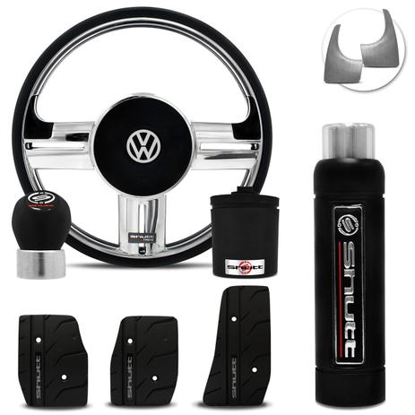 Volante Esportivo Shutt Cromado Fusca Brasília 50 a 76 + Pedaleira Manopla Cambio Freio Mão Preta Menor preço em Volante Esportivo Shutt Cromado Fusca Brasília 50 a 76 + Pedaleira Manopla Cambio Freio Mão Preta