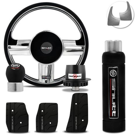 Volante Esportivo Shutt Cromado Ka Fiesta Focus 96 a 14 + Pedaleira Manopla Cambio Freio Mão Preta Menor preço em Volante Esportivo Shutt Cromado Ka Fiesta Focus 96 a 14 + Pedaleira Manopla Cambio Freio Mão Preta