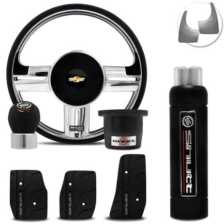 Volante Esportivo Shutt Cromado Opala Caravan 68 a 77 + Pedaleira Manopla Cambio Freio Mão Preta Menor preço em Volante Esportivo Shutt Cromado Opala Caravan 68 a 77 + Pedaleira Manopla Cambio Freio Mão Preta