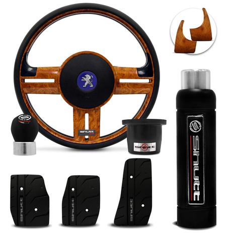 Volante Esportivo Shutt Madeira Peugeot 206 207 307 2004 a 2012 + Pedaleira Manopla Cambio Freio mão Menor preço em Volante Esportivo Shutt Madeira Peugeot 206 207 307 2004 a 2012 + Pedaleira Manopla Cambio Freio mão
