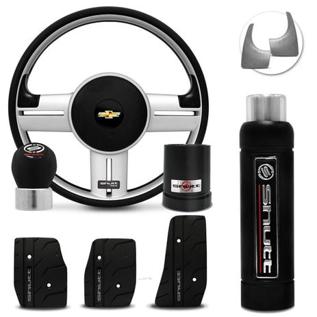 Volante Esportivo Shutt Prata Chevette Chevy 73 a 95 + Pedaleira Manopla cambio Freio Mão Preta Menor preço em Volante Esportivo Shutt Prata Chevette Chevy 73 a 95 + Pedaleira Manopla cambio Freio Mão Preta