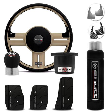 Volante Esportivo Shutt Rallye Bege Escort Logus 93 a 98 + Pedaleira Manopla Cambio Freio Mão Preta Menor preço em Volante Esportivo Shutt Rallye Bege Escort Logus 93 a 98 + Pedaleira Manopla Cambio Freio Mão Preta