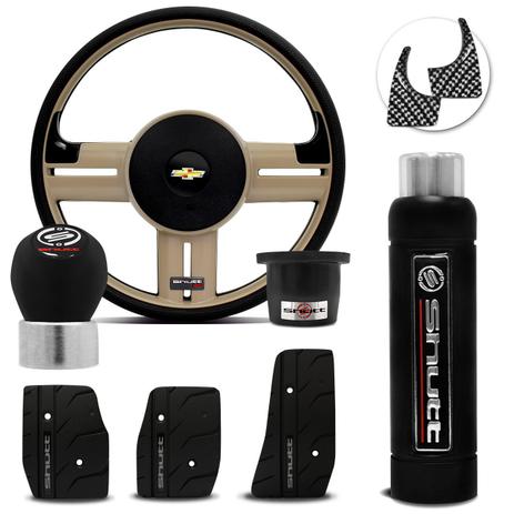 Volante Esportivo Shutt Rallye Bege Opala Caravan 68 a 77 + Pedaleira Manopla Cambio Freio mão Menor preço em Volante Esportivo Shutt Rallye Bege Opala Caravan 68 a 77 + Pedaleira Manopla Cambio Freio mão
