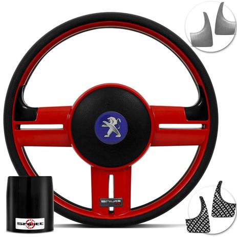 Volante Esportivo Shutt Rallye RS Vermelho Cubo Peugeot 206 306 207 2004 a 2012 Buzina Central Menor preço em Volante Esportivo Shutt Rallye RS Vermelho Cubo Peugeot 206 306 207 2004 a 2012 Buzina Central