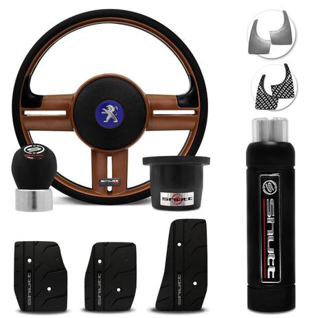 Volante Esportivo Shutt Rallye Whisky Peugeot 206 04 a 10 + Pedaleira Manopla Cambio Freio Mão Preta Menor preço em Volante Esportivo Shutt Rallye Whisky Peugeot 206 04 a 10 + Pedaleira Manopla Cambio Freio Mão Preta