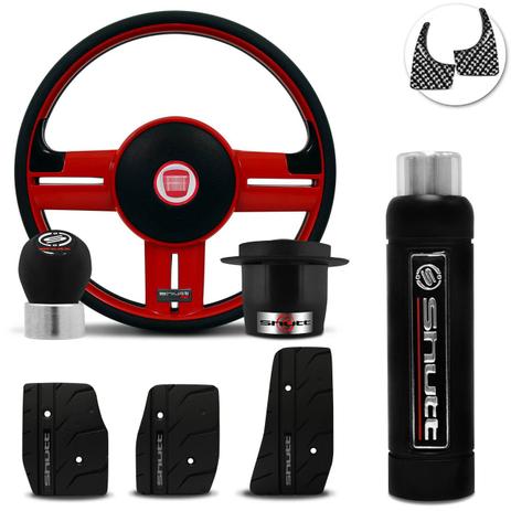 Volante Esportivo Shutt Vermelho Uno Palio Strada 05 a 13 + Pedaleira Manopla cambio Freio Mão Preta é boa?