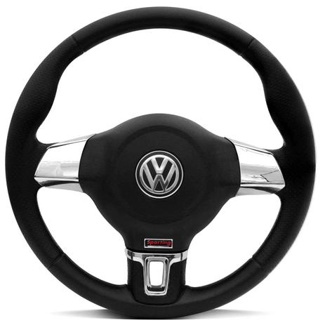 Volante Jetta Sporting Preto Com Aplique Cromado + Cubo Gol Parati Saveiro Santana Polo 95 a 13 - Cvd Menor preço em Volante Jetta Sporting Preto Com Aplique Cromado + Cubo Gol Parati Saveiro Santana Polo 95 a 13 - Cvd