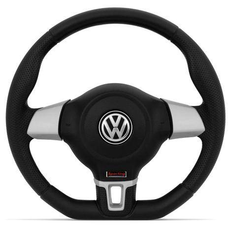 Volante Jetta Sporting Preto e Prata Base Reta Acionador Buzina Gol Parati Polo Golf Santana 91 a 14 - Cvd Menor preço em Volante Jetta Sporting Preto e Prata Base Reta Acionador Buzina Gol Parati Polo Golf Santana 91 a 14 - Cvd