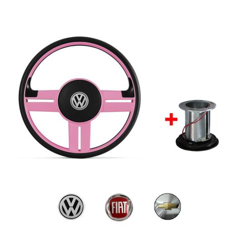 Volante Modelo Rallye rosa Volkswagen Chevrolet Fiat - Cabeça car Menor preço em Volante Modelo Rallye rosa Volkswagen Chevrolet Fiat - Cabeça car