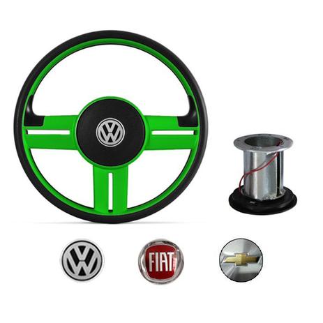 Volante Modelo Rallye verde volkswagen chevrolet fiat - Cabeça car Menor preço em Volante Modelo Rallye verde volkswagen chevrolet fiat - Cabeça car