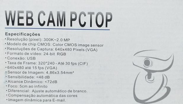 Web Cam PCTOP USB 300k Menor preço em Web Cam PCTOP USB 300k