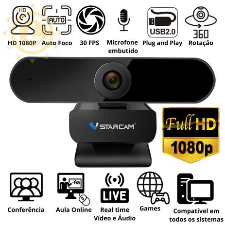 Webcam 1080P Full HD VStarcam Camera com microfone Visão 360 Auto foco Menor preço em Webcam 1080P Full HD VStarcam Camera com microfone Visão 360 Auto foco