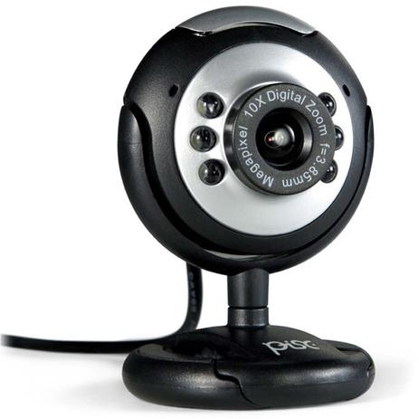 Webcam Pisc redonda com microfone 1818 Preta e Prata Menor preço em Webcam Pisc redonda com microfone 1818 Preta e Prata