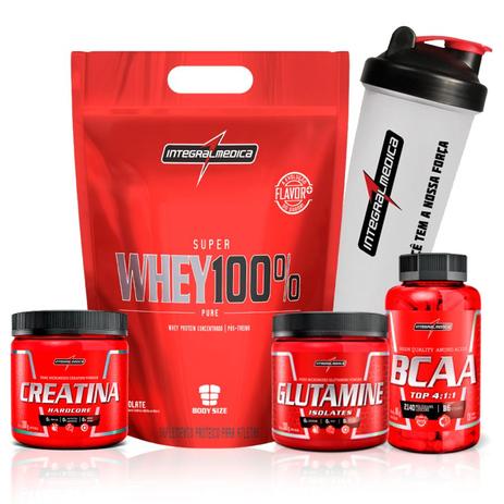 Whey 1,8kg + Creatina 300g + Gluta 300g Bcaa IntegralMedica - Integral medica é boa?