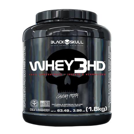 Whey 3 hd black skull 1,8kg - baunilha Menor preço em Whey 3 hd black skull 1,8kg - baunilha