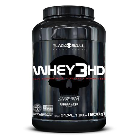 Whey 3HD Caveira Preta (900g) - Black Skull Sabor:Baunilha Menor preço em Whey 3HD Caveira Preta (900g) - Black Skull Sabor:Baunilha