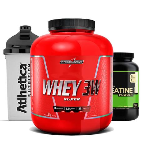 Whey 3w 1800 Kg Morango + Creatina Op + Bottle 500ml - K-fit Menor preço em Whey 3w 1800 Kg Morango + Creatina Op + Bottle 500ml - K-fit