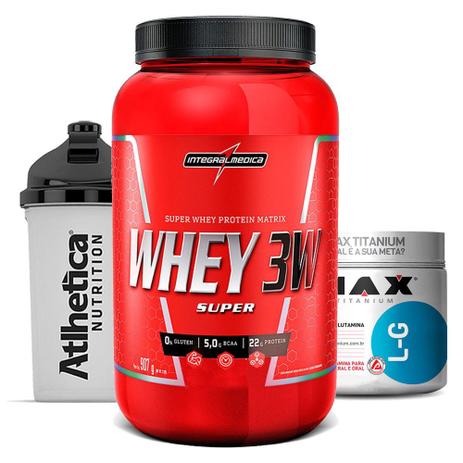 Whey 3w 900g Morango + Glutamina 300g +Bottle - K-fit Menor preço em Whey 3w 900g Morango + Glutamina 300g +Bottle - K-fit