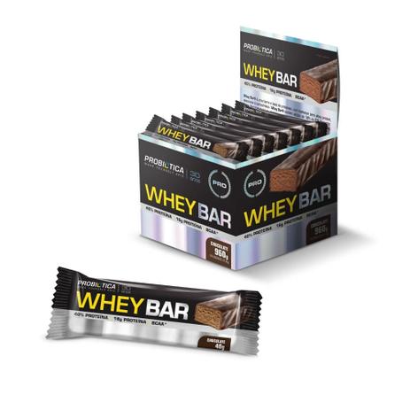 Whey bar 24 unidades - chocolate - Probiótica é boa?