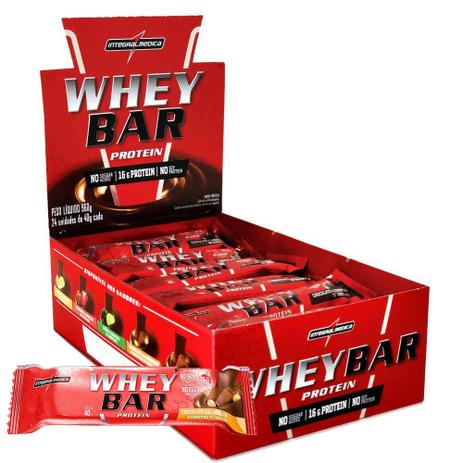 Whey Bar Protein Choco c/ Amendoim 24 Unidades 40g - - Integralmedica Menor preço em Whey Bar Protein Choco c/ Amendoim 24 Unidades 40g - - Integralmedica