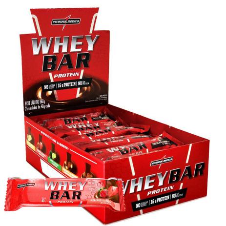 Whey Bar Protein Morango 24 Unidades 40g -IntegralMédica - Integralmedica é boa?