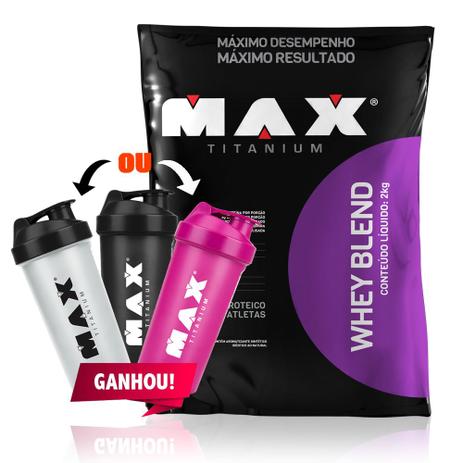 Whey Blend - 2000g - Max Titanium - Todos Sabores Menor preço em Whey Blend - 2000g - Max Titanium - Todos Sabores
