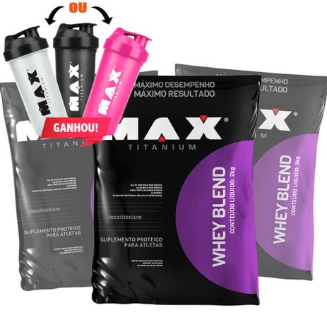 Whey Blend Complexo De Proteina 2kg + Brinde - Max Titanium Menor preço em Whey Blend Complexo De Proteina 2kg + Brinde - Max Titanium