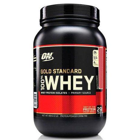 Whey Gold Standard Sabor Morango 900g - Optimum Nutrition Menor preço em Whey Gold Standard Sabor Morango 900g - Optimum Nutrition