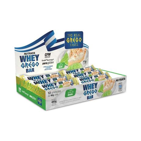 WHEY GREGO BAR NUTRATA (12UN) 40g - TORTA DE LIMÃO Menor preço em WHEY GREGO BAR NUTRATA (12UN) 40g - TORTA DE LIMÃO