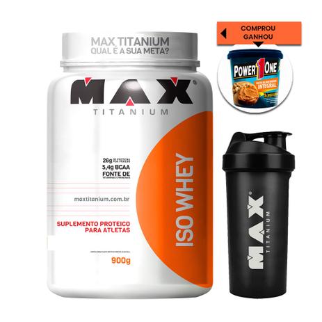 Whey Isolado Iso Whey 900g Max Titanium + Brindes Menor preço em Whey Isolado Iso Whey 900g Max Titanium + Brindes