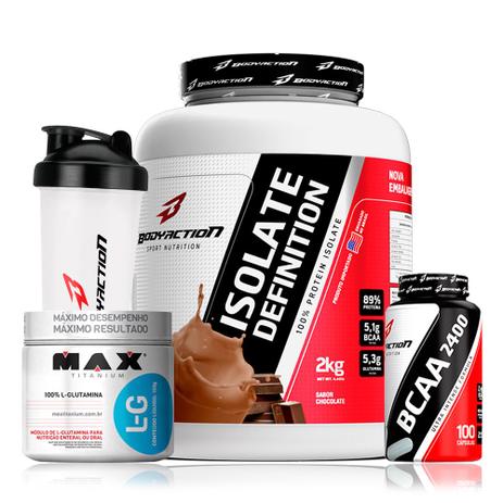 Whey Isolado Isolate Definition 2kg + Bcaa + Glutamina - Body action Menor preço em Whey Isolado Isolate Definition 2kg + Bcaa + Glutamina - Body action