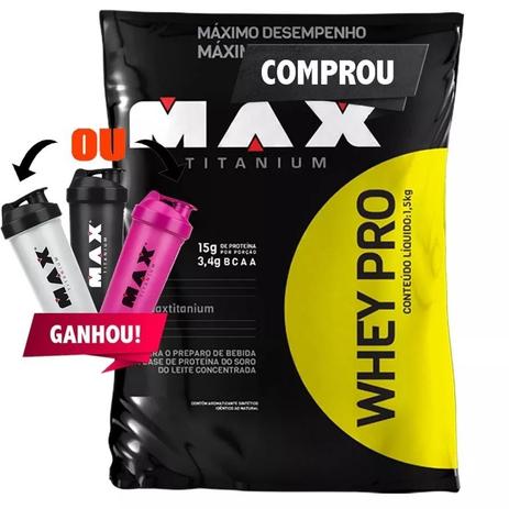 Whey Pro Refil (1.5kg) - Max Titanium (+ Coqueteleira) Menor preço em Whey Pro Refil (1.5kg) - Max Titanium (+ Coqueteleira)