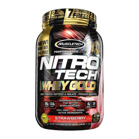 Whey Protein 100 Gold Nitro Tech 1,13kg (2,5 LBS) - Muscletech Menor preço em Whey Protein 100 Gold Nitro Tech 1,13kg (2,5 LBS) - Muscletech