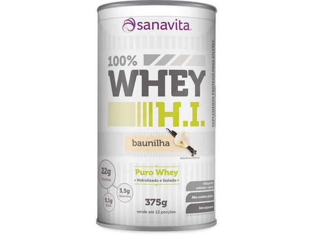 Whey Protein 100 H.I Sanavita Baunilha 375g Menor preço em Whey Protein 100 H.I Sanavita Baunilha 375g