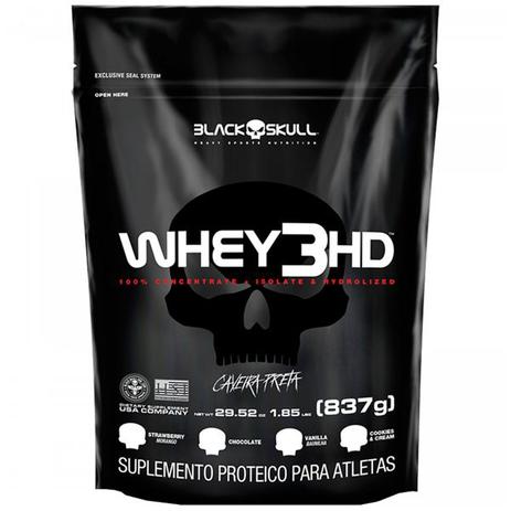 Whey Protein 3HD Black Skull Refil 837g Menor preço em Whey Protein 3HD Black Skull Refil 837g