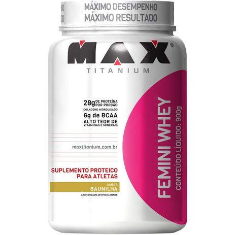Whey protein feminino (900g) baunilha - max titanium Menor preço em Whey protein feminino (900g) baunilha - max titanium