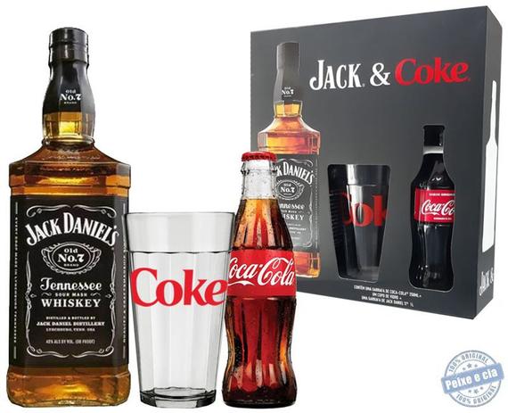 Whiskey Jack Daniels Nº 7 + Copo personalizado + Coca Cola 250ml -