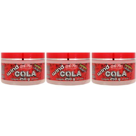 Wind Fix Gel Cola Incolor 250g (Kit C/03) Menor preço em Wind Fix Gel Cola Incolor 250g (Kit C/03)