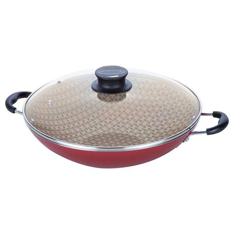 Wok Tramontina 36cm 6,6L Paris Vermelho - Alumino Com Revestimento Antiaderente Menor preço em Wok Tramontina 36cm 6,6L Paris Vermelho - Alumino Com Revestimento Antiaderente